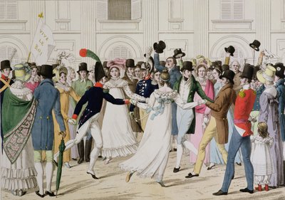 我们有Pere de Gand，路易十八的Tuilleries庆祝在1815年从根特返回100天后（彩色雕刻） 作者 法语学校