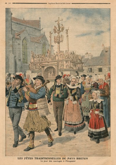 在Plougastel，布里坦尼的婚礼之日，从Le Petit学报的例证，补充illustre，1907年1月27日 作者 法语学校
