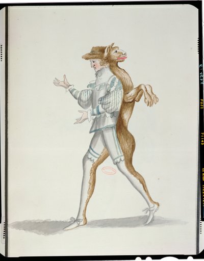 Jean-Baptiste Lully（1632-87）的芭蕾舞演员服装由1653年2月23日路易十四跳舞（wc on paper） 作者 法语学校