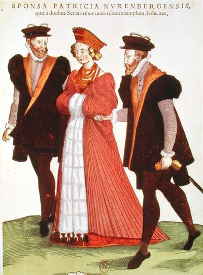 1572年，来自纽伦堡的女子被两名参议员护送到圣殿 作者 法语学校