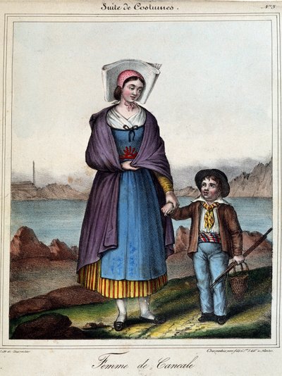 坎卡莱妇女和她的孩子，约 1845 年 作者 法语学校
