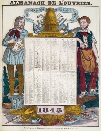 工人日历为1843年 作者 法语学校