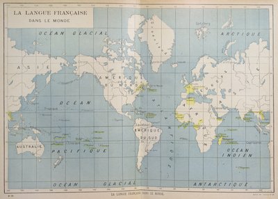 法语国家的世界地图，20世纪初 作者 French School