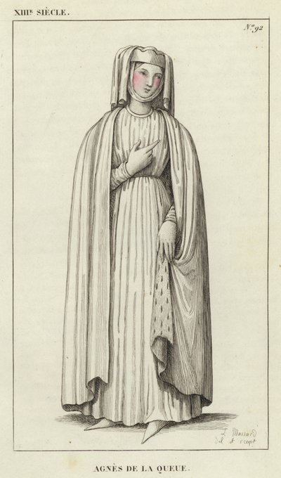 XIII Siecle，Agnes de la Queue（彩色雕刻） 作者 法语学校