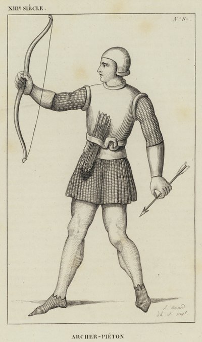 XIII Siecle, Archer-Pieton（雕刻）。 作者 法语学校