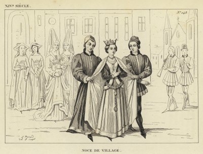 XIV Siecle, Noce de Village (engraving) 作者 法语学校