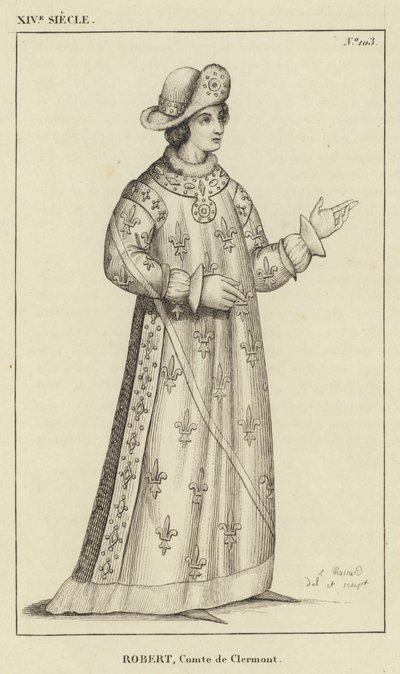 XIV Siecle, Robert, Comte de Clermont (engraving) 作者 法语学校