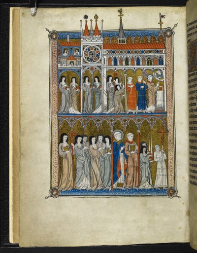 耶茨-汤普森 MS 11 f.6v 皮埃尔-德-布卢瓦的作品 "La Sainte Abbaye"，约 1290 年（牛皮纸上的墨水、彩色和金色）。 作者 法语学校