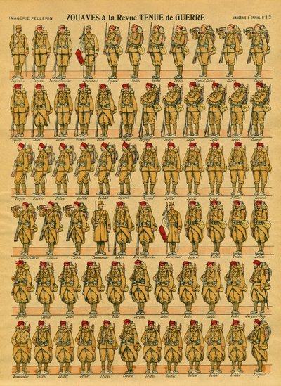 Zouaves, a French Armee Infantry unit created in 1830 by General Clauzel for the conquete of Algeria. Epinal imaging 作者 法语学校