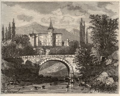 Chateau de la rochelambert 在上卢瓦尔河谷终端 (43) - 雕刻在“La France illustrie：地理、历史、统计管理”中，V.-A. 麦芽棕色。 1884年 作者 法语学校