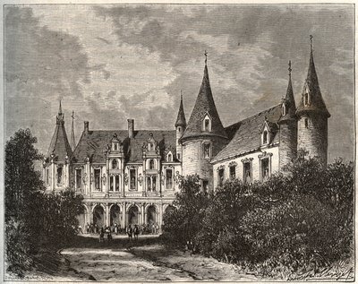 梅赞格尔的罗切尔城堡（chateau du rocher a mezangers en Mayenne）--载于V.A. Malt-Brown的 "La France illustree: geographie, histoire, administration statistique "的雕刻。 作者 法语学校