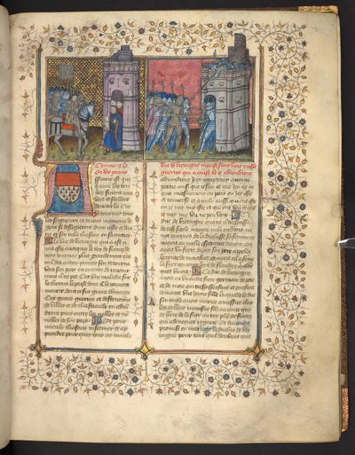 f.73：布列斯特之围，选自让-弗罗萨特的《法国和英国纪事》（牛皮纸） 作者 法语学校