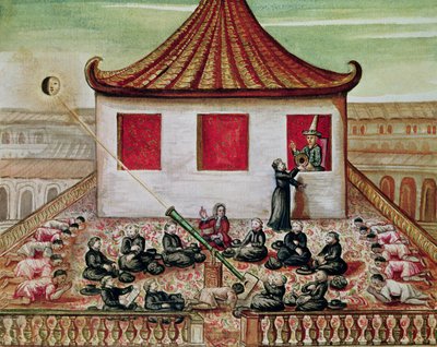 OD。 59 fol.7 1688年暹罗的太阳蚀，由耶稣会传教士观看，1688年在他的宫殿窗口出现暹罗国王（纸上写着） 作者 法语学校