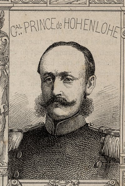 德国将军 Clovis de Hohenlohe-Schillingsfurst 的肖像 - 1870-71 年（雕刻） 作者 法语学校