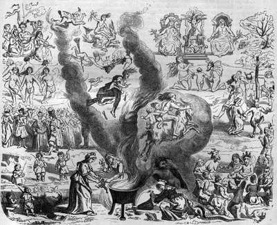 the superstitions of the year thousand: the Sabbath. Engraving in “Histoire des Papes-Rois-Queen and Empereurs a travers les centuries”” by Maurice Lachatre 作者 法语学校