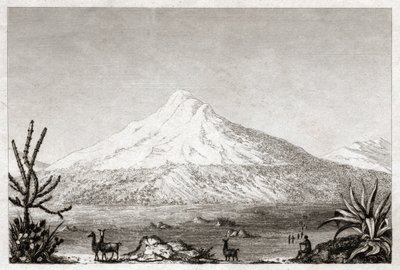 钦博拉索(Chimborazo)火山。(版画，约1840年) 作者 弗里德里希·亚历山大·男爵冯·洪堡（后）