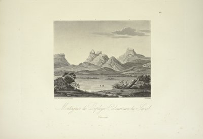 雅克尔的柱状波菲里山，由Marchais绘制，Bouquet雕刻，插图来自Alexander von Humboldt和Aime Bonpland的《Vues des Cordillères et Monumens des Peuples Indigènes de l