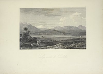 乔鲁拉金字塔，由Gmelin绘制，插图来自亚历山大-冯-洪堡和Aime Bonpland的 "Vues des Cordillères et Monumens des Peuples Indigènes de l