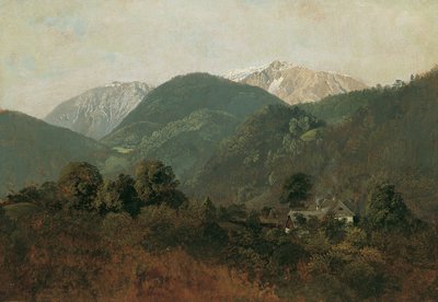 从申施坦（Scheuchenstein）到高曼霍夫（Gauermannhof）的景观，背景是施尼贝格（Schneeberg）。 作者 弗里德里希·奥古斯特·马蒂亚斯·高尔曼