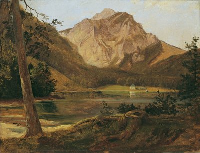 前朗巴特湖（Langbathsee）与霍伦格山脉（Höllengebirge mountains 作者 弗里德里希·奥古斯特·马蒂亚斯·高尔曼