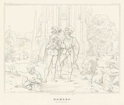 Hamlet, Act V, Scene 1 (engraving) 作者 弗里德里希·奥古斯特·莫里茨·雷茨奇