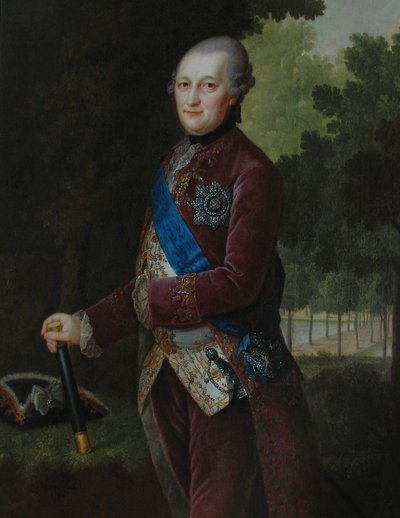 彼得·冯·比隆（Peter von Biron）肖像1724-1800，库尔兰和塞米加利亚公爵，1781年 作者 Friedrich Hartmann Barisien