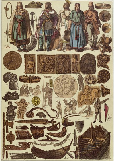 斯堪的纳维亚服饰和物品直到1200年，19世纪末 作者 弗里德里希·霍滕罗斯