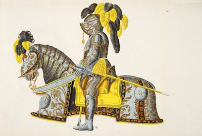 选民克里斯蒂安一世佩戴的盔甲，来自“侠义发展史”的作品，由Franz Kottenkamp博士撰写，由Carl Hoffmann出版，1842年 作者 弗里德里希·马丁·冯·赖比施