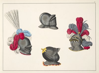 头盔，来自&39;发展历史与侠义风俗&39;，由Franz Kottenkamp博士发表，由Carl Hoffmann出版，1842年 作者 弗里德里希·马丁·冯·赖比施