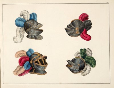 头盔，来自&39;发展历史与侠义风俗&39;，由Franz Kottenkamp博士发表，由Carl Hoffmann出版，1842年 作者 弗里德里希·马丁·冯·赖比施