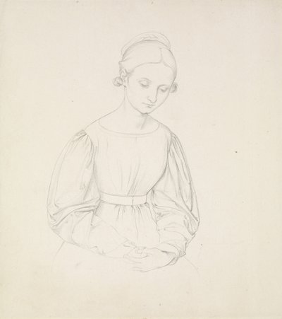 艺术家的妻子，尼娜的肖像，c。 1830年（纸上石墨） 作者 弗里德里希·欧贝克