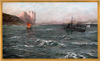 Kaiserliche Marine Bliz mit Torpedobootsdivisionen bei Stubbenkammer von Friedrich Schwinge, nr10 aus G. Wislicenus, Unsre Kriegsflotte. 作者 弗里德里希·施温格