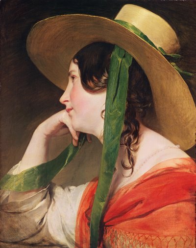 黄色草帽的女孩， 作者 Friedrich von Amerling