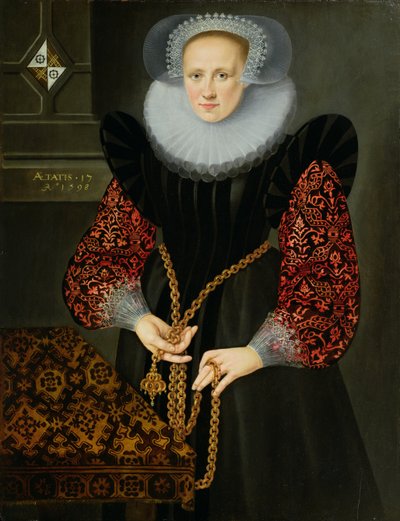 Aefge Gijbland的肖像，年龄十七岁，1598年 作者 Friesian School