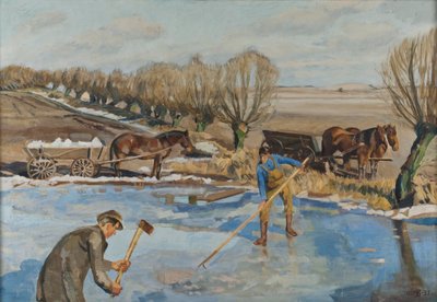 1927年，Farmhands取冰 作者 弗里茨·西伯格