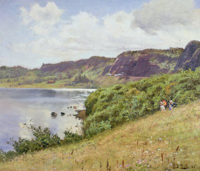 两位女士走在挪威乡村，1883年 作者 约翰·弗雷德里克·陶洛