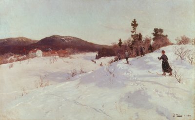冬季与滑雪者在一起 作者 约翰·弗雷德里克·陶洛