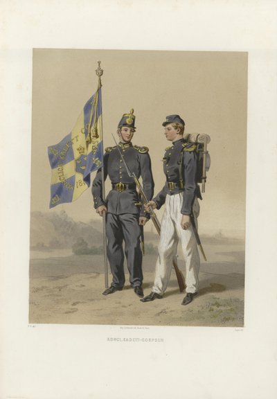 插图摘自《Svenska och norska arméerna, samt flottorna i deras nuvarande uniformering》一书，作者为Dardel, Fritz von og utgitt av Bonnier（Se, 1863）。 作者 弗里茨·冯·达德尔