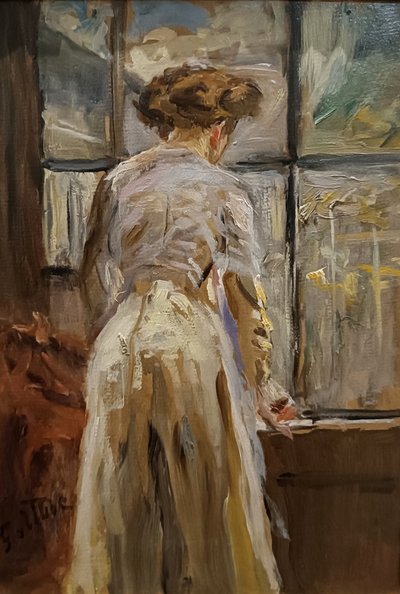 Woman-at-window ca1890 Fritz-von-Uhde SerbNatMus 20241103 301dpi 2cr 作者 弗里茨·冯·乌德