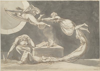 祭坛上有女巫的施法场景，1779年。 作者 菲斯利