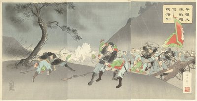 平壤激战显示日本对外好战。
平城大垣泉（物品上的标题） 作者 秋山布右卫门
