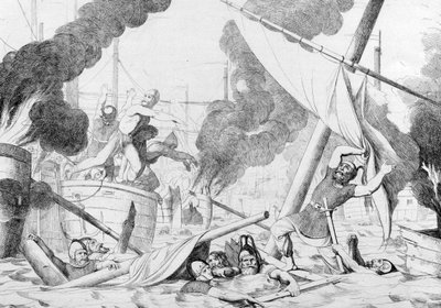1839年之前在君士坦丁堡围困期间的希腊大火 作者 费奥多尔·安东诺维奇·布鲁尼