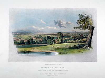 从格林威治路的后面看伦敦和格林威治铁路，1836年 作者 GF布拉格