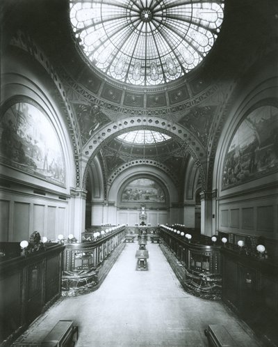 国家公园银行内部，纽约市，1910年（明胶银照片） 作者 GP堂和儿子