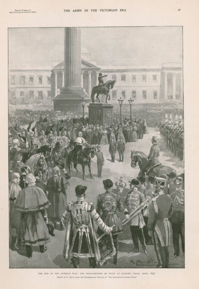 克里米亚战争的结束：1856年4月在伦敦查林克罗斯宣布和平（摄影版）。 作者 GS Amato（之后）