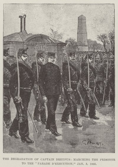1895年1月5日，德雷福斯上尉的堕落，将囚犯游行到执行游行 作者 GS阿马托