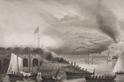 1813年8月31日，圣塞巴斯蒂安的风暴，Lieut的“英格兰海上和陆地战役”中的插图。威廉姆斯上校（雕刻） 作者 GW特里