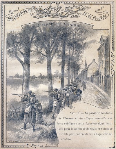 1789年：《人与公民的权利宣言》 :捍卫祖国.雕刻在 "Le livre unique de morale et d