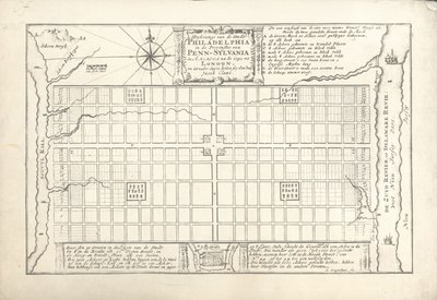 威廉·佩恩（William Penn）和托马斯·霍尔姆（Thomas Holme）在1682年和1684年制定的费城第一个计划 作者 G.杜沙姆