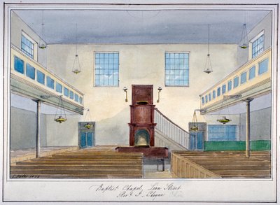 狮子街浸礼会教堂内景，位于伦敦南华克区新肯特路附近，1826年。 作者 G耶茨